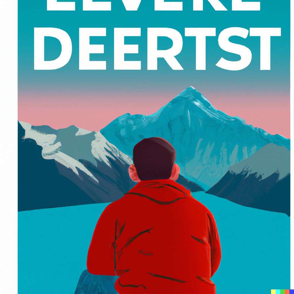 someone gazing at Mount Everest, travel poster